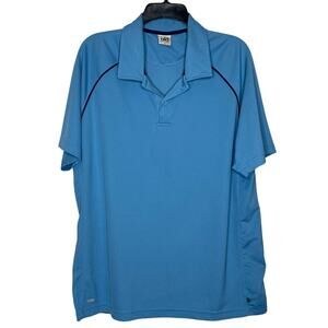 Alo Yoga Men Blue Polo Short Sleeve Shirt Large